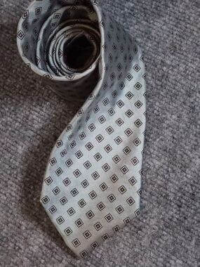 Oliver Hunt Gray Silk Tie Diamond Pattern Mens Classic Business Necktie